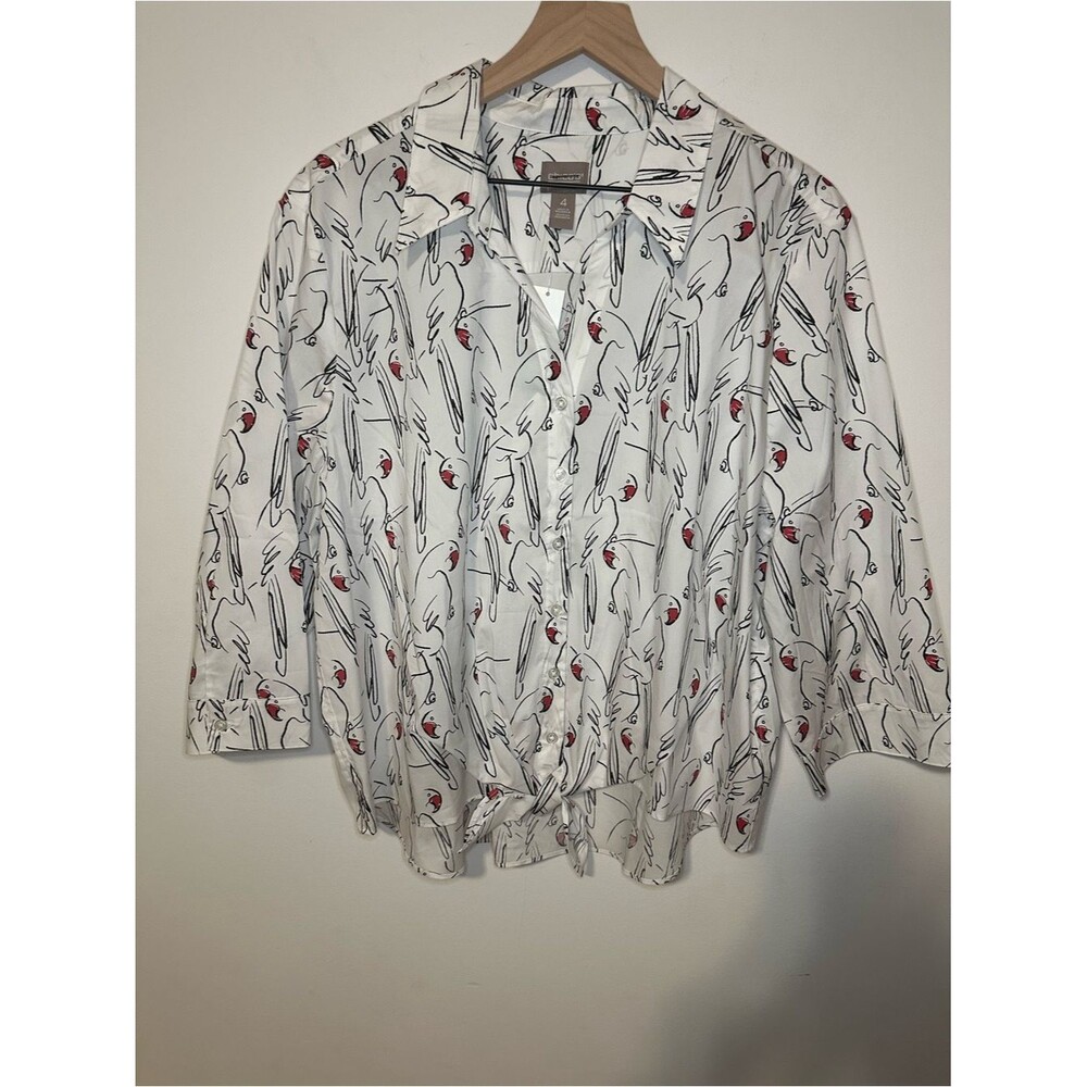 Chico’s Amazon Patriots The Front Popover Top Size 4 US XXL Novelty Print Artsy
